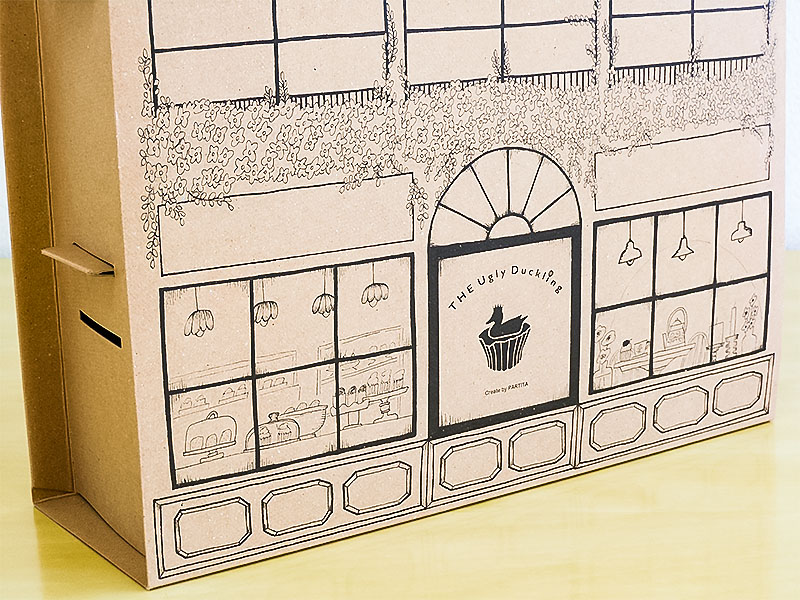 カップケーキ化粧箱 ドールハウス型 イラスト拡大