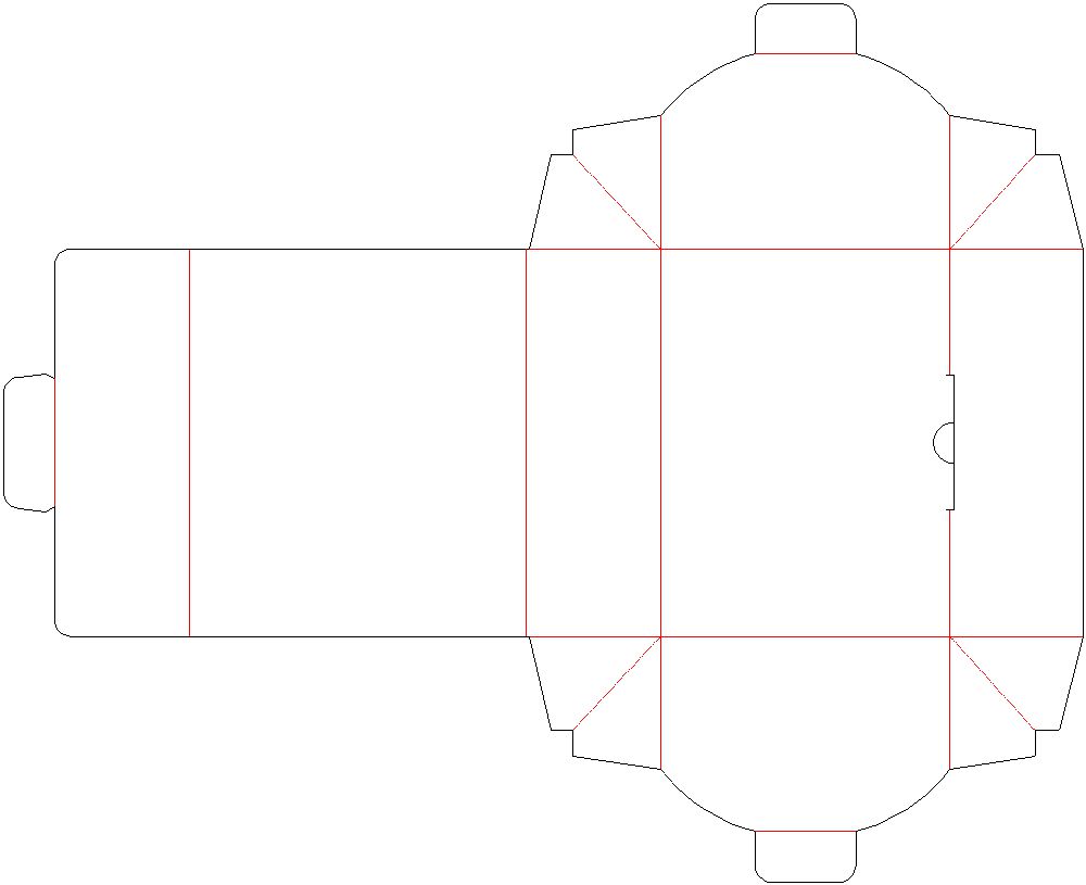 かまぼこ型 サイド貼り 化粧箱 展開図