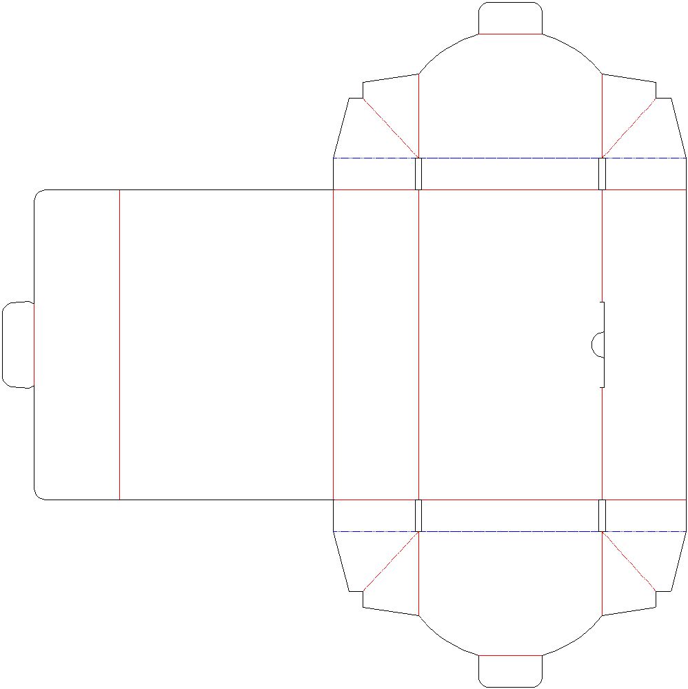 かまぼこ型 サイド貼り 化粧箱 展開図