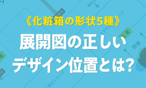 【展開図デザインガイド】化粧箱の形状5種類（キャラメル箱、N式箱など）ごとの展開図の正しいデザイン配置と、組み立て後の面の確認方法を解説。