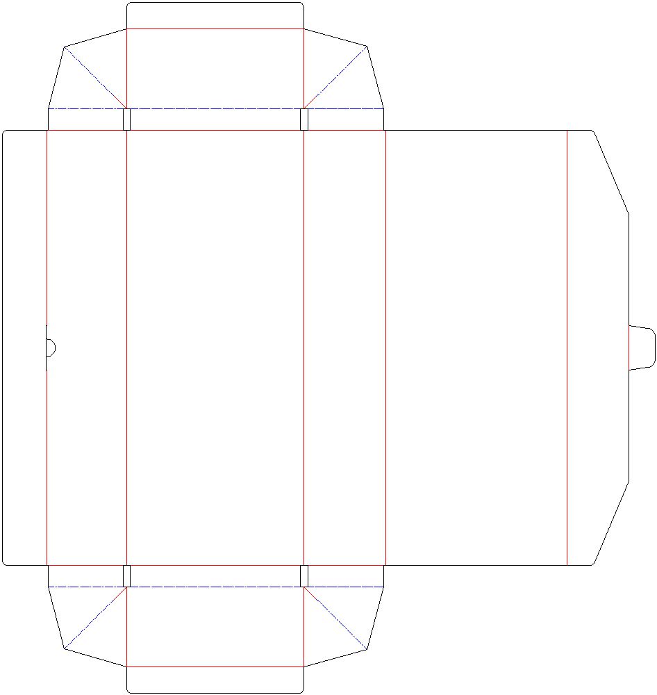 かまぼこ型　サイド貼り　化粧箱　展開図