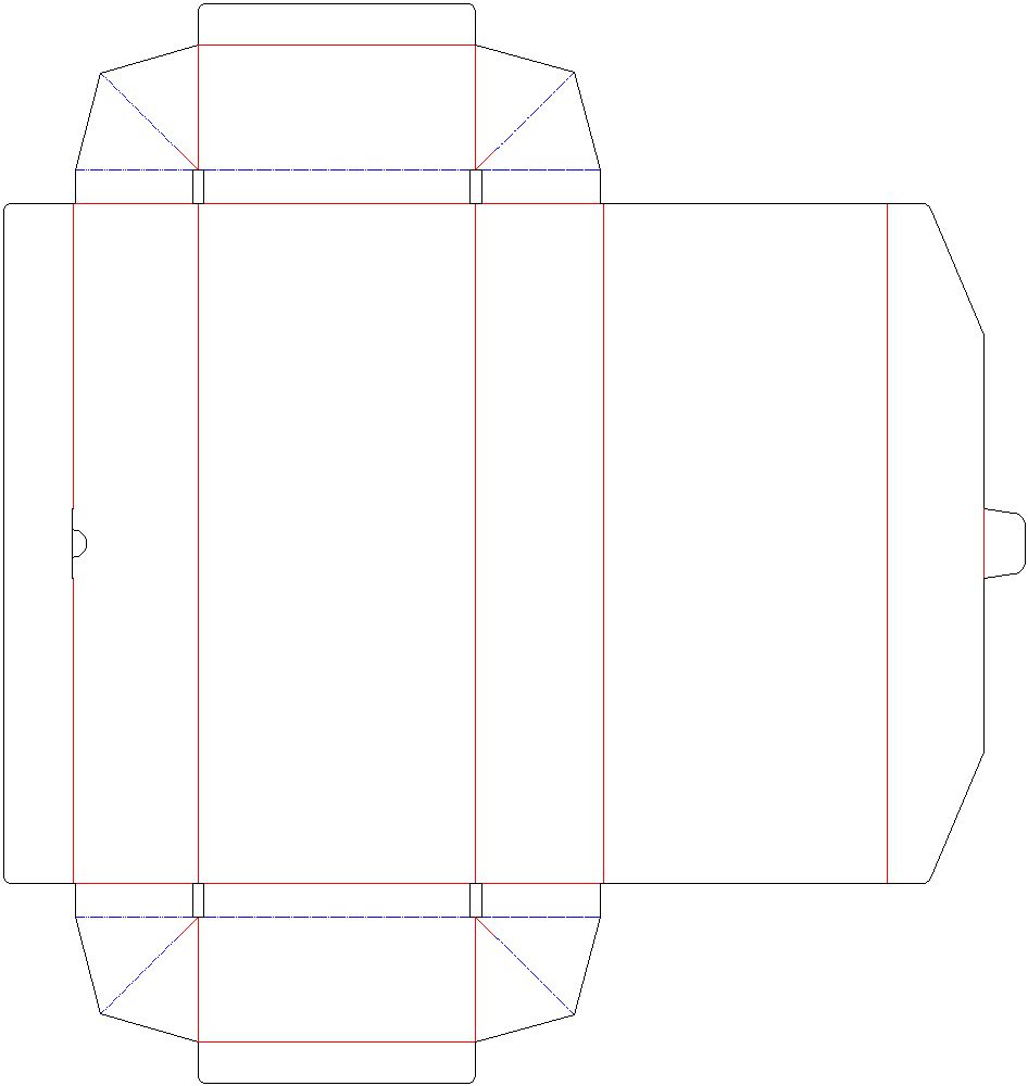 かまぼこ型　サイド貼り　化粧箱　展開図