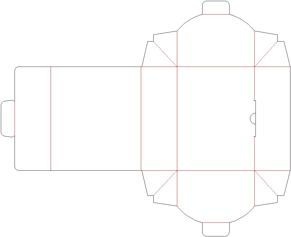 かまぼこ型　サイド貼り　化粧箱　展開図