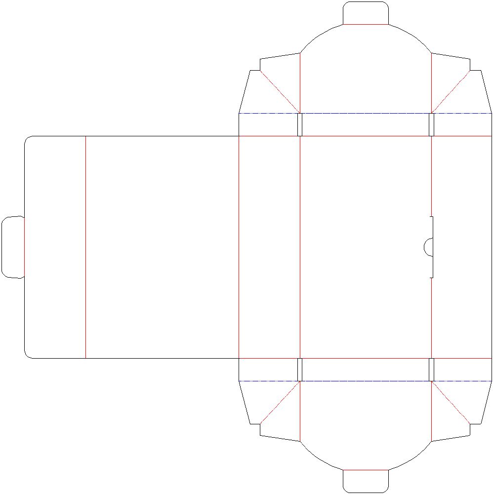 かまぼこ型　サイド貼り　化粧箱　展開図