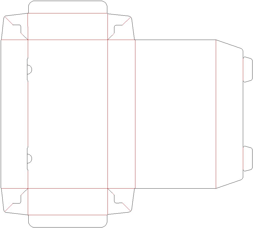 かまぼこ型　サイド貼り　化粧箱　展開図