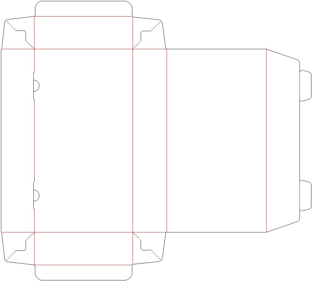 かまぼこ型　サイド貼り　化粧箱　展開図