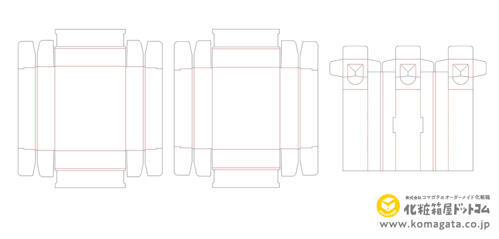 ドレッシング3本セットの箱と台紙の設計図面