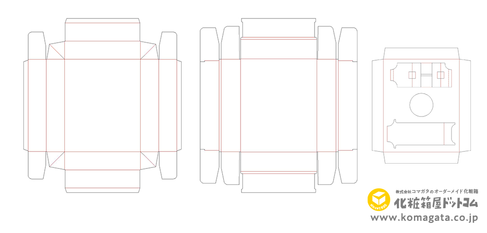 台紙の設計8 形状の異なる日用品ギフト箱と台紙　設計図面