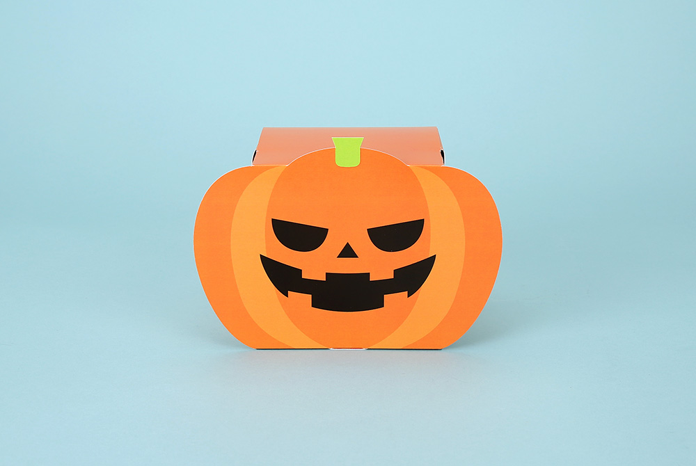 ハロウィン向け かぼちゃ型のお菓子箱 正面