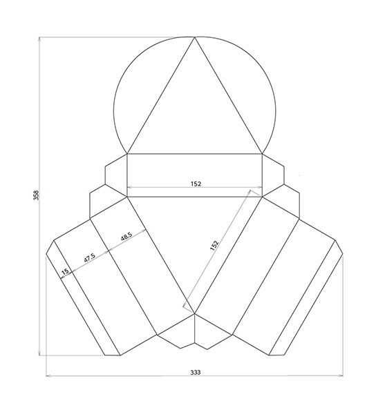 三角折りケース図面