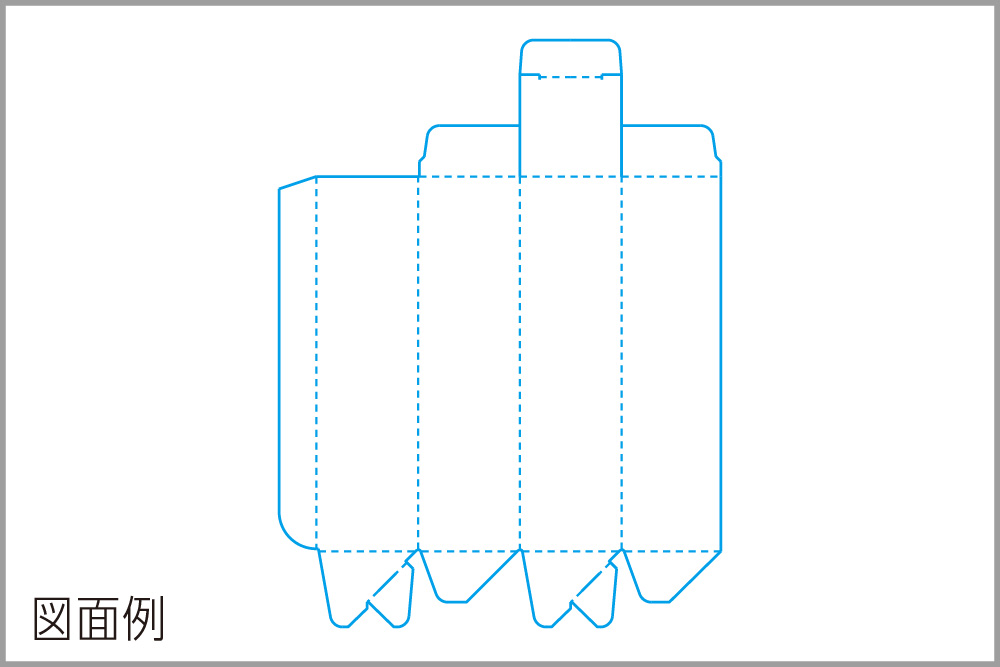 ワンタッチ箱の図面例　化粧品むけ