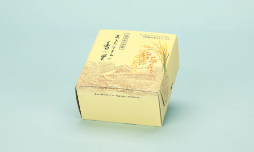 【制作実績】抹茶わらびもち6個入用N式化粧箱と仕切り。片面印刷でもフタの内側にデザインを入れるコスト効率の良い特殊形状パッケージ。マリコート使用。