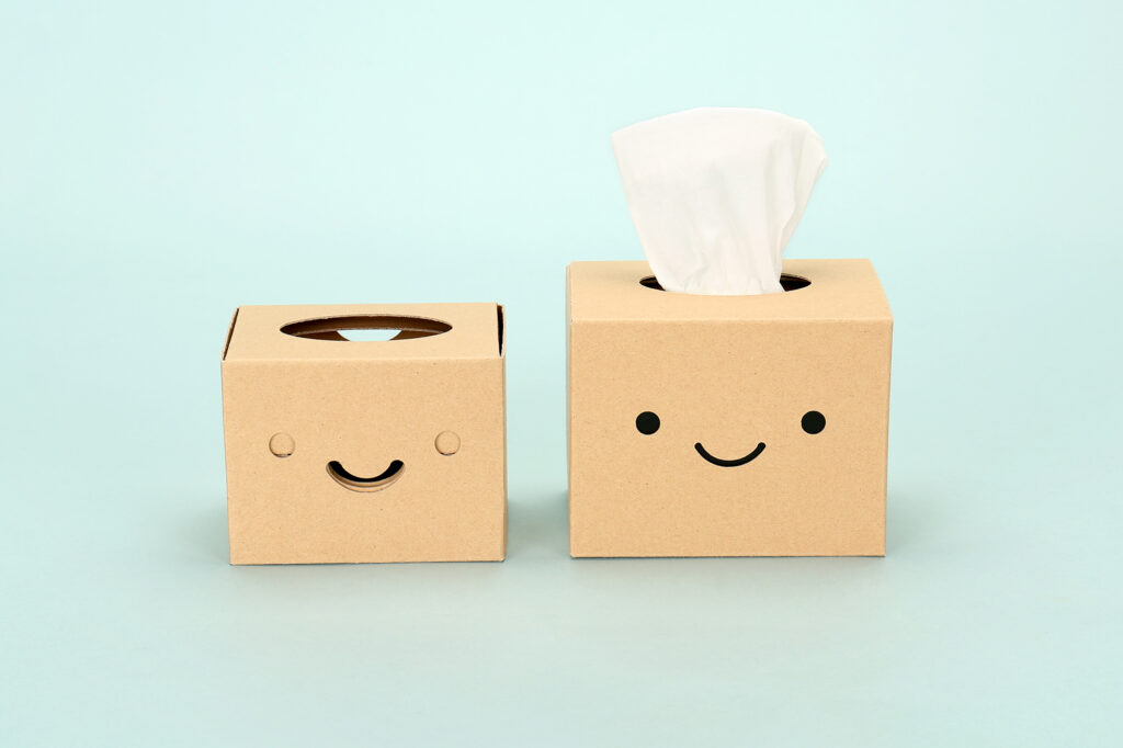 ガタくんの頭BOX ダンボール 新旧比較