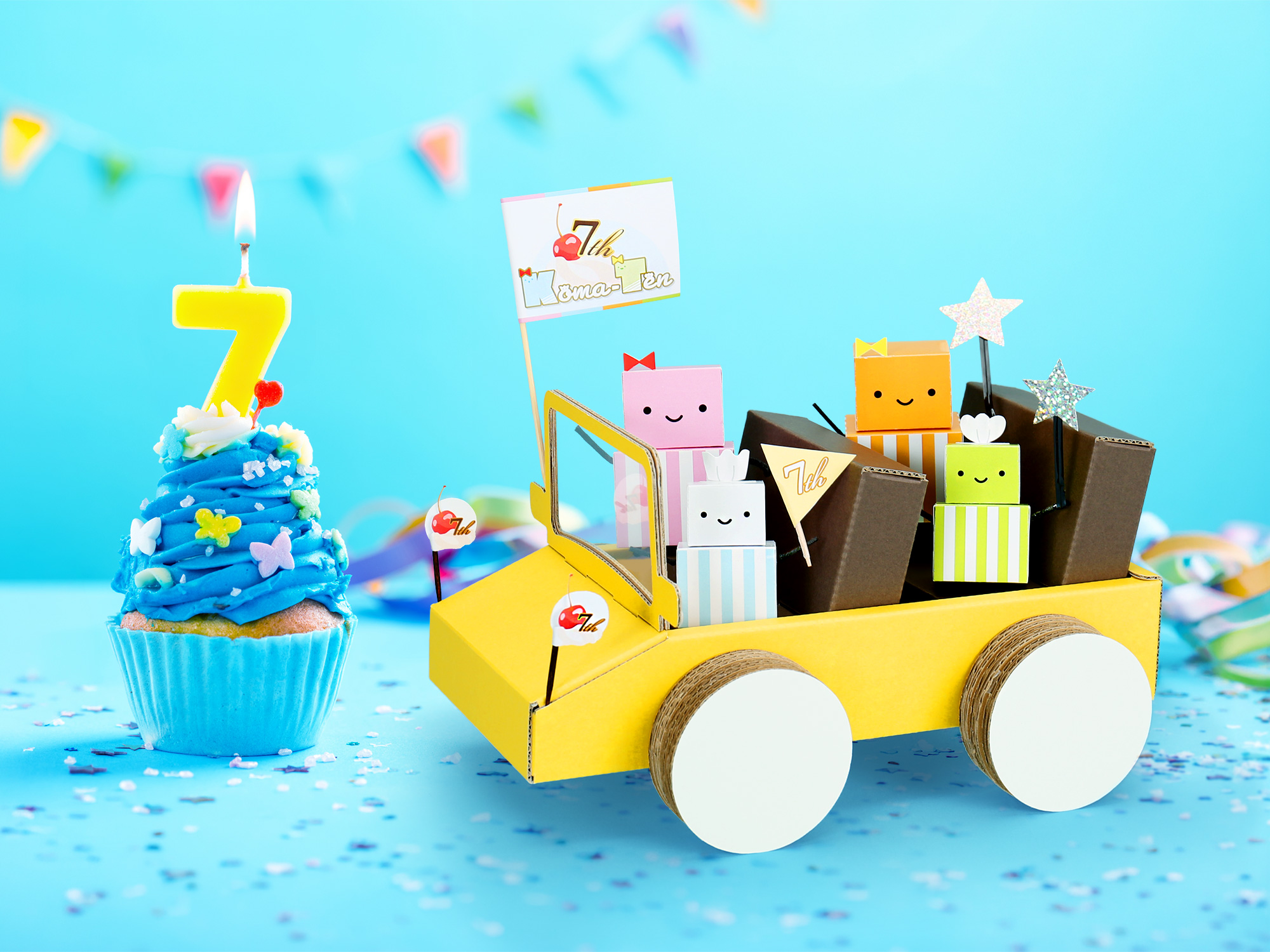 7周年記念｜カラーダンボール製のオープンカー型BOX